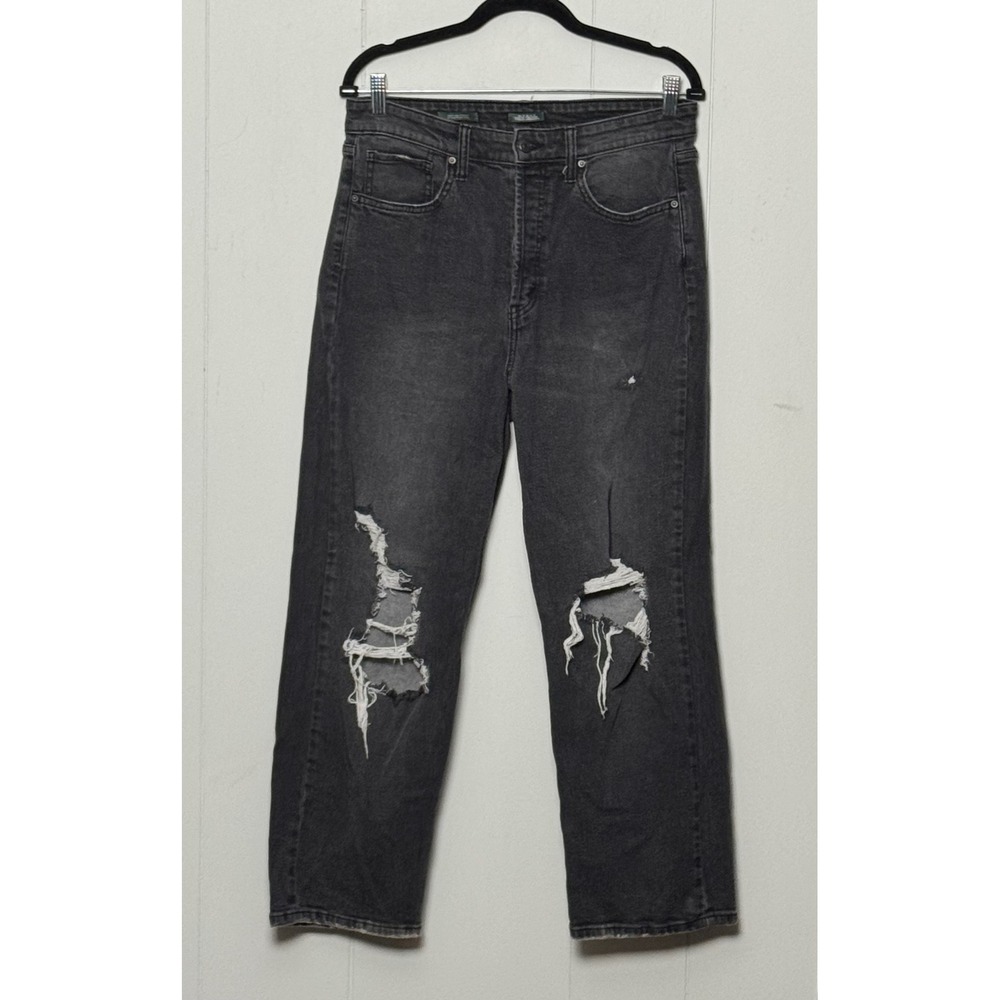 Wild Fable Women's Highest Rise Straight Distressed Jeans Black Size 10